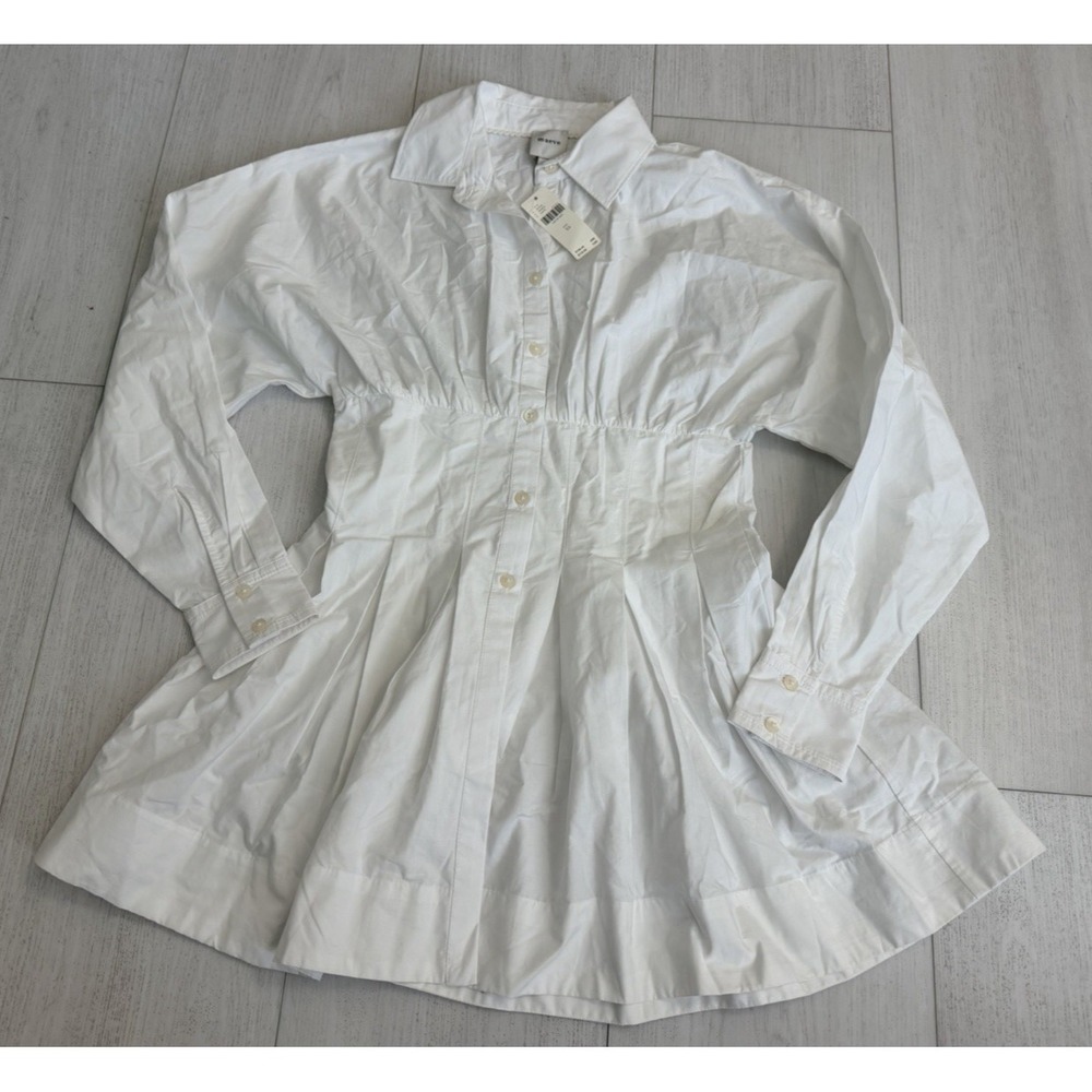 NWT Maeve Corset Seamed Button‎ Down Shirt Sz XS White $108
